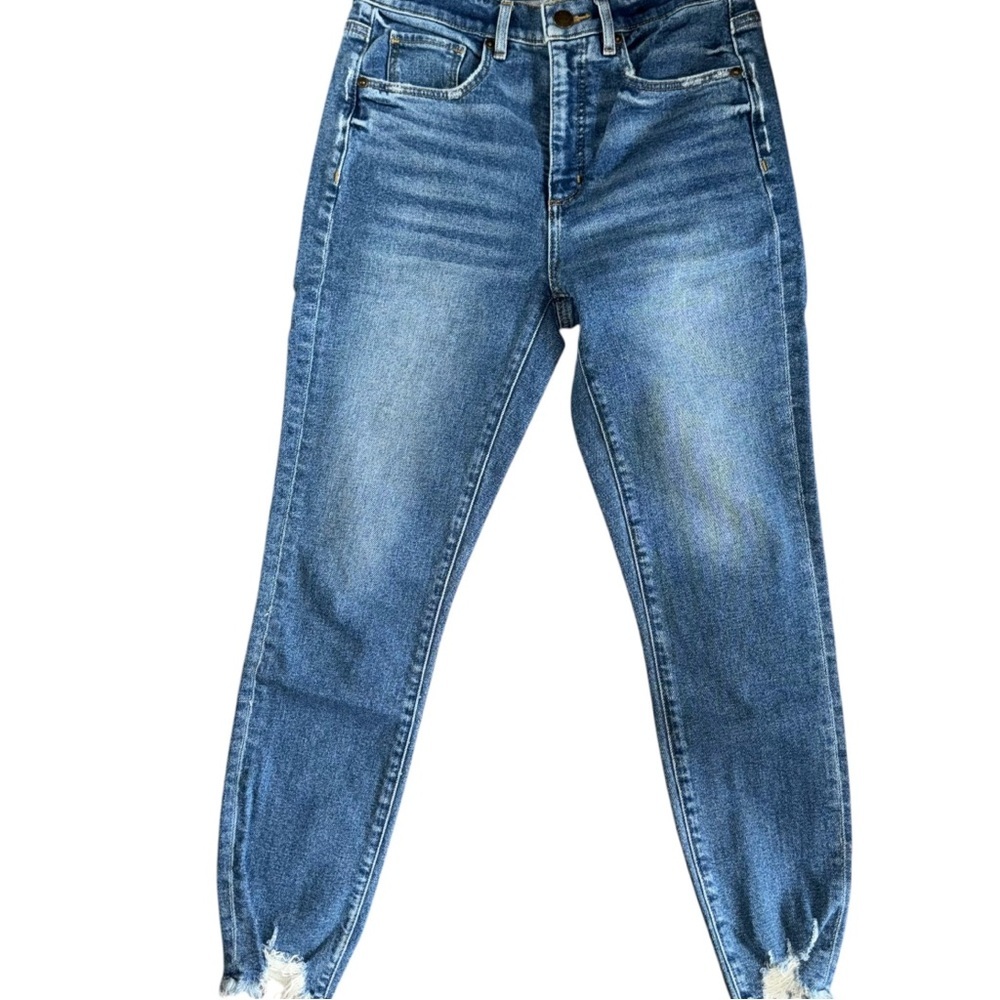 LOFT Women’s High Rise Skinny Jeans Size 28 Raw Hem Distressed Ankle Denim